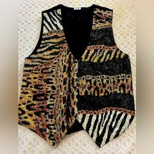 New animal print sequence lined vest sz S M